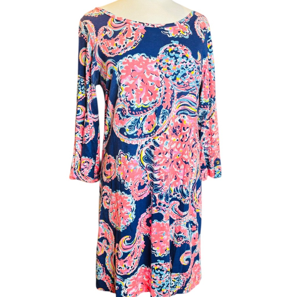 Lilly Pulitzer Vibrant Pink and Blue Midi Dress